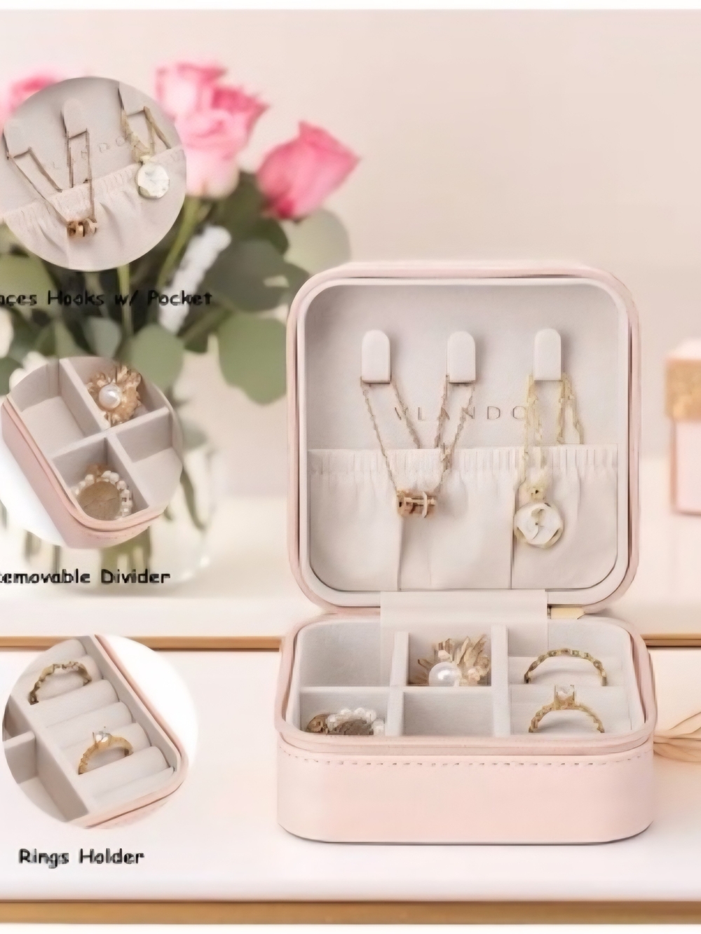 Jewelry Travel Case in Light Pink - Compact Organizer